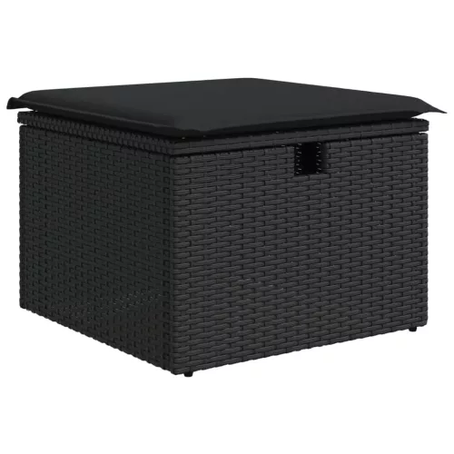  6 részes fekete polyrattan kerti ülőgarnitúra párnákkal
