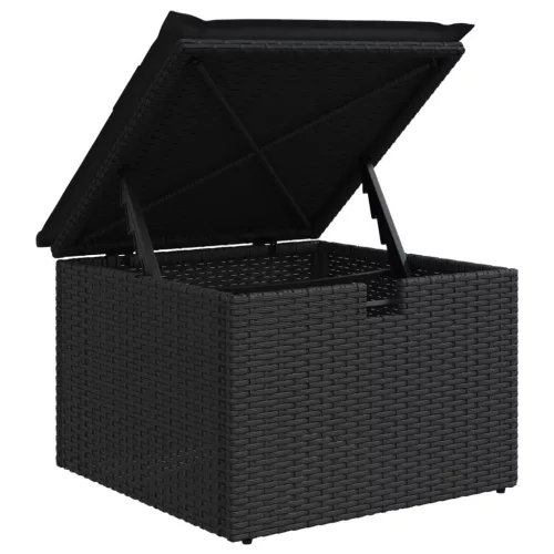  6 részes fekete polyrattan kerti ülőgarnitúra párnákkal