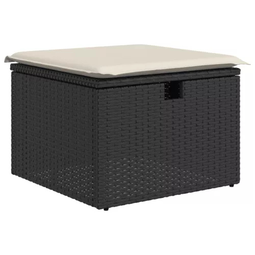  6 részes fekete polyrattan kerti ülőgarnitúra párnákkal