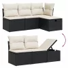  6 részes fekete polyrattan kerti ülőgarnitúra párnákkal
