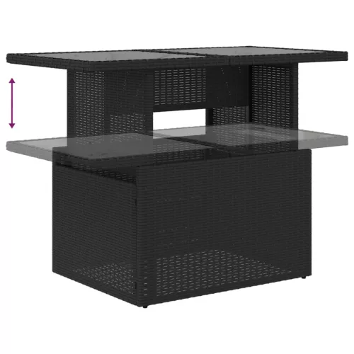 8 részes fekete polyrattan kerti ülőgarnitúra párnákkal