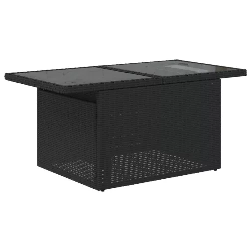  8 részes fekete polyrattan kerti ülőgarnitúra párnákkal