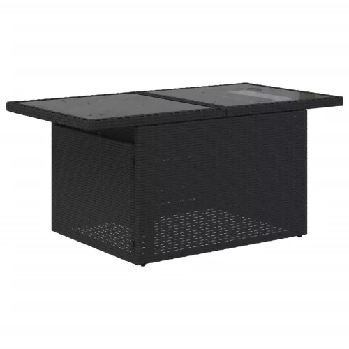  8 részes fekete polyrattan kerti ülőgarnitúra párnákkal