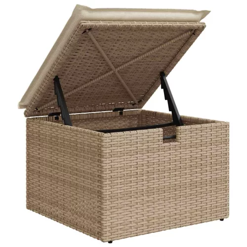  8 részes bézs polyrattan kerti ülőgarnitúra párnával
