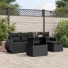  6 részes fekete polyrattan kerti ülőgarnitúra párnákkal
