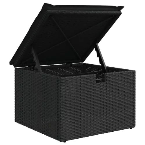  6 részes fekete polyrattan kerti ülőgarnitúra párnákkal