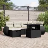  7 részes fekete polyrattan kerti ülőgarnitúra párnával
