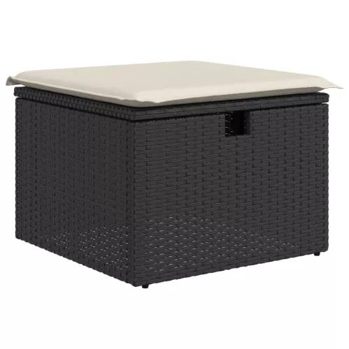  7 részes fekete polyrattan kerti ülőgarnitúra párnával