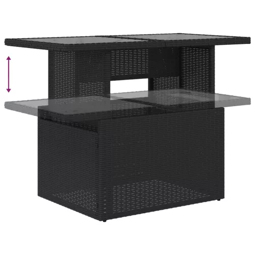  7 részes fekete polyrattan kerti ülőgarnitúra párnával