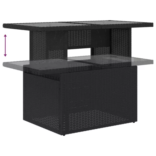  8 részes fekete polyrattan kerti ülőgarnitúra párnákkal