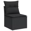  8 részes fekete polyrattan kerti ülőgarnitúra párnákkal