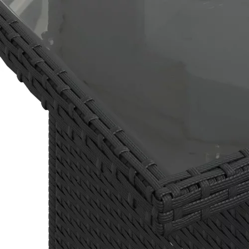  6 részes fekete polyrattan kerti ülőgarnitúra párnákkal