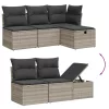  6 részes világosszürke polyrattan kerti ülőgarnitúra párnákkal