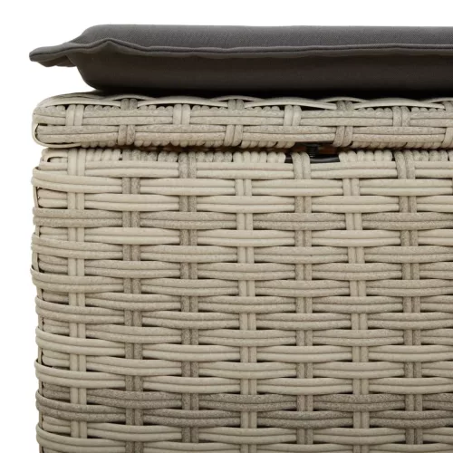  6 részes világosszürke polyrattan kerti ülőgarnitúra párnákkal