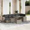  8 részes világosszürke polyrattan kerti ülőgarnitúra párnával