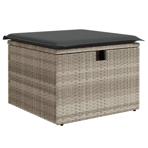  8 részes világosszürke polyrattan kerti ülőgarnitúra párnával