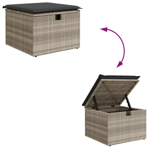  8 részes világosszürke polyrattan kerti ülőgarnitúra párnával