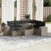  8 részes világosszürke polyrattan kerti ülőgarnitúra párnával