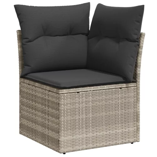  8 részes világosszürke polyrattan kerti ülőgarnitúra párnával