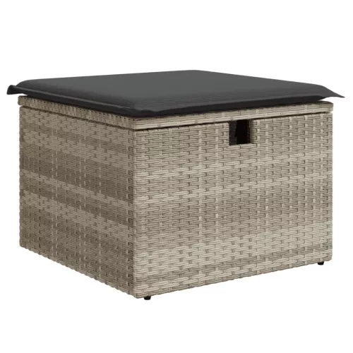  8 részes világosszürke polyrattan kerti ülőgarnitúra párnával