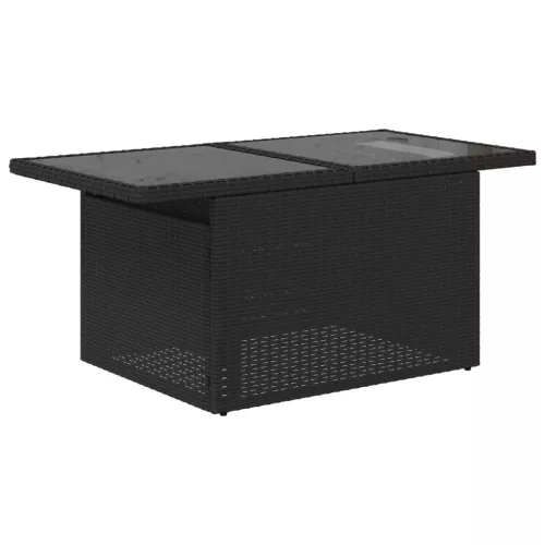  9 részes fekete polyrattan kerti ülőgarnitúra párnákkal
