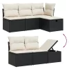  6 részes fekete polyrattan kerti ülőgarnitúra párnákkal