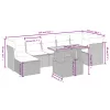  8 részes fekete polyrattan kerti ülőgarnitúra párnákkal