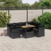  8 részes fekete polyrattan kerti ülőgarnitúra párnákkal