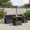  6 részes fekete polyrattan kerti ülőgarnitúra párnákkal