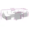 8 részes fekete polyrattan kerti ülőgarnitúra párnákkal