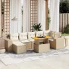  8 részes bézs polyrattan kerti ülőgarnitúra párnával