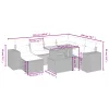  8 részes fekete polyrattan kerti ülőgarnitúra párnákkal
