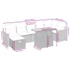  8 részes fekete polyrattan kerti ülőgarnitúra párnákkal