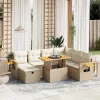  8 részes bézs polyrattan kerti ülőgarnitúra párnával