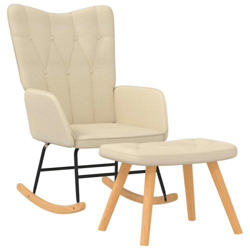  krémszínű szövet hintaszék szék zsámollyal