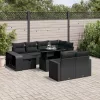  11 részes fekete polyrattan kerti ülőgarnitúra párnákkal