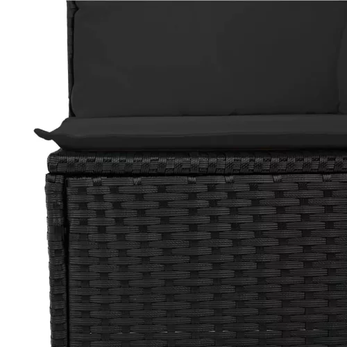 11 részes fekete polyrattan kerti ülőgarnitúra párnákkal