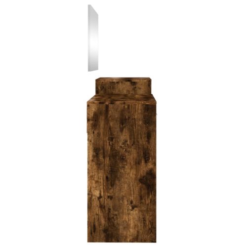  3 részes füstös tölgy színű szerelt fa fésülködőasztal-szett