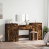  4 részes füstös tölgy színű szerelt fa fésülködőasztal-szett