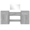  4 részes szürke sonoma színű szerelt fa fésülködőasztal-szett