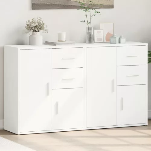  2 db fehér szerelt fa tálalószekrény 60 x 31 x 70 cm