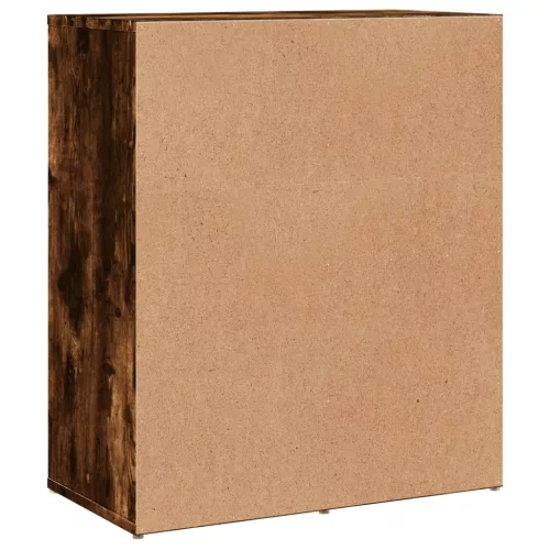  2 db füstös tölgy színű szerelt fa tálalószekrény 60x31x70 cm