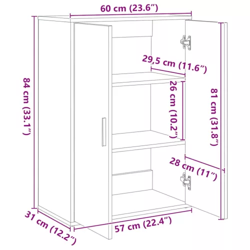  2 db betonszürke szerelt fa tálalószekrény 60 x 31 x 84 cm