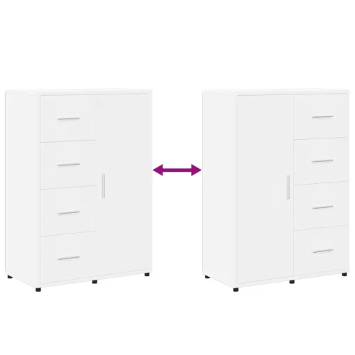  2 db fehér szerelt fa tálalószekrény 60 x 31 x 84 cm