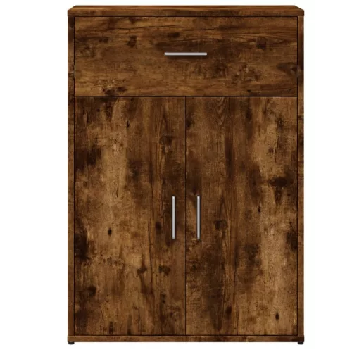  2 db füstös tölgy színű szerelt fa tálalószekrény 60x30x84 cm