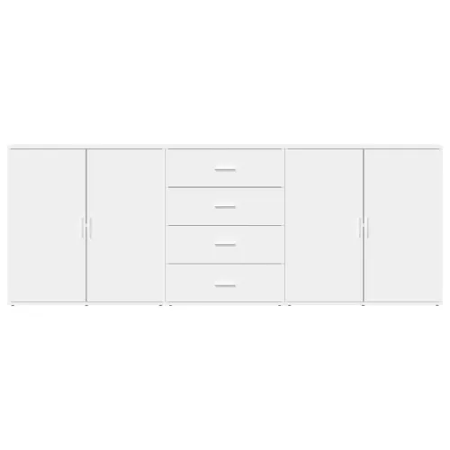  3 db fehér szerelt fa tálalószekrény