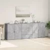  3 db betonszürke szerelt fa tálalószekrény