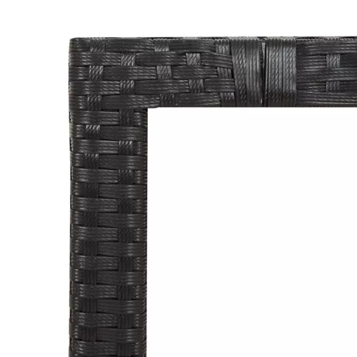  7 részes fekete polyrattan kerti étkezőgarnitúra párnával
