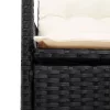  7 részes fekete polyrattan kerti étkezőgarnitúra párnával