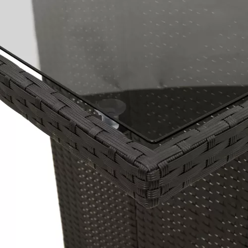  9 részes fekete polyrattan kerti étkezőgarnitúra párnákkal